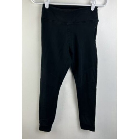 Victoria's Secret PINK Leggings S Yoga Mesh Black Crop Pocket Workout Stretchy - Picture 2 of 7